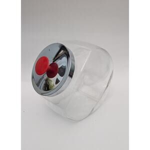 General Store Counter Slanted Glass Penny Candy Jar Metal Lid Vintage Slant